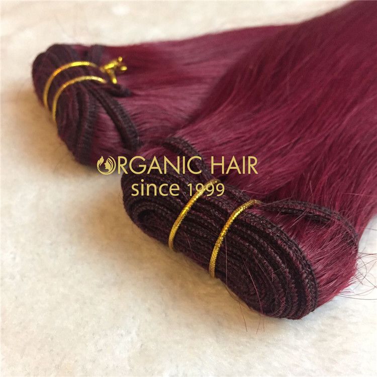 Human best hair machine weave Burg color X129